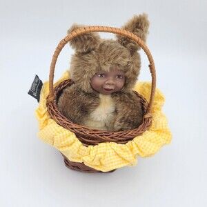 Anne Geddes Baby Squirrel Doll in Basket African American